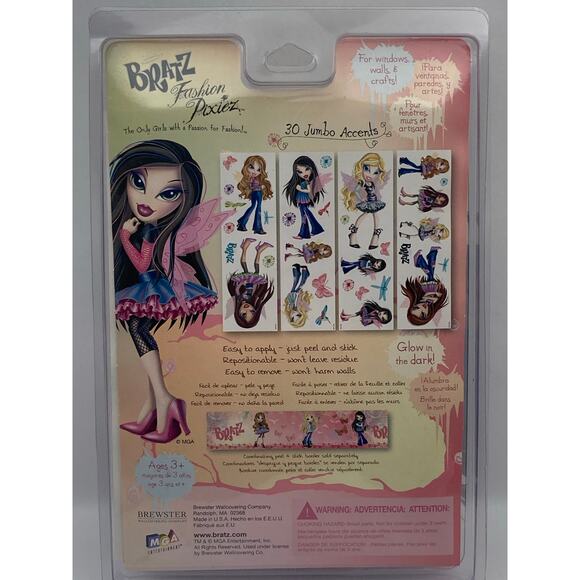 Bratz Glow in the Dark Wall Peel and Stick Jumbo Stickers (30) - Removable - NIP - Picture 1 of 6